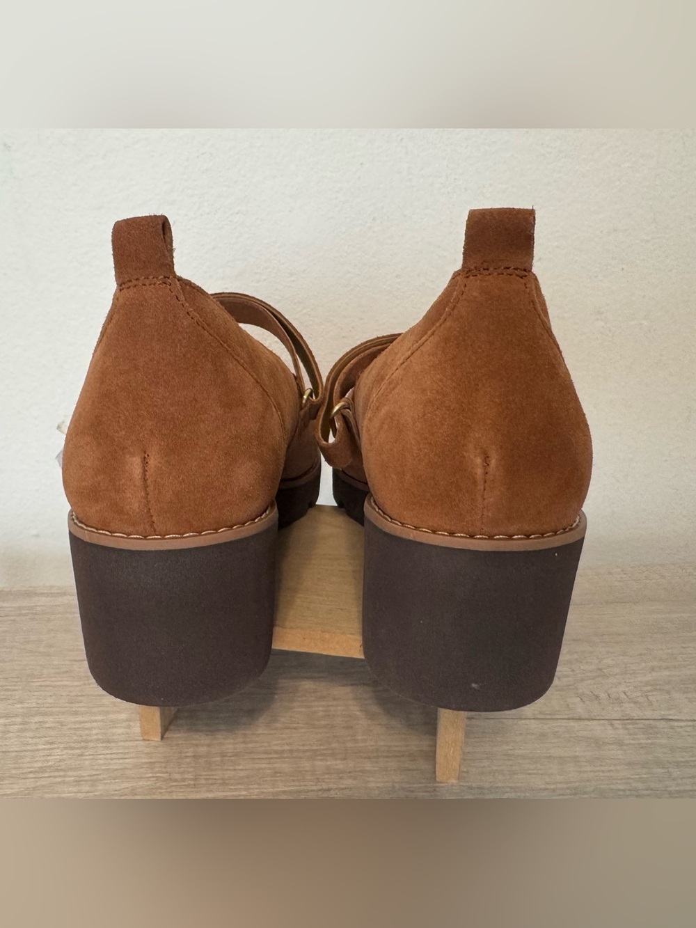 Vionic Alma Suede Wedge Heel Mary Jane Shoes Tan Comfort Size 11 *Flaw* - Picture 7 of 10